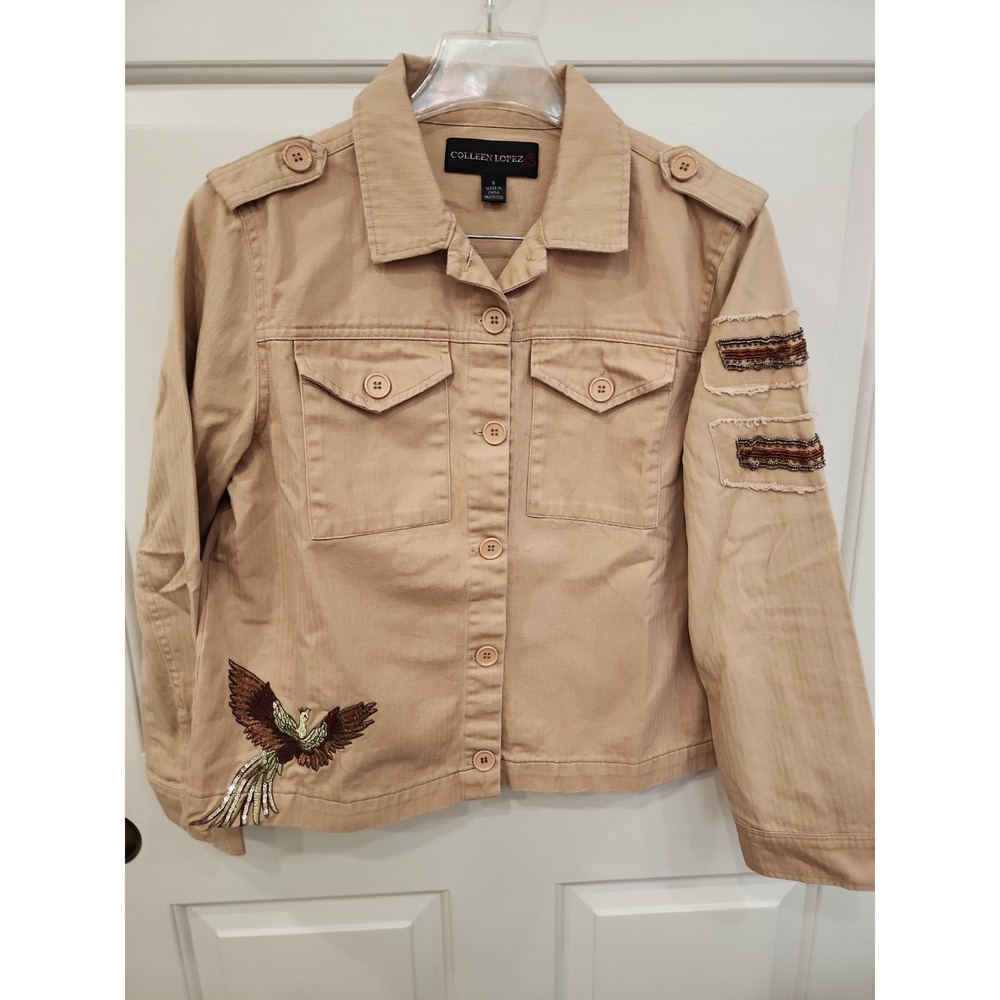 Jean Jacket Boutique Small Embroidered Tan Third Layer